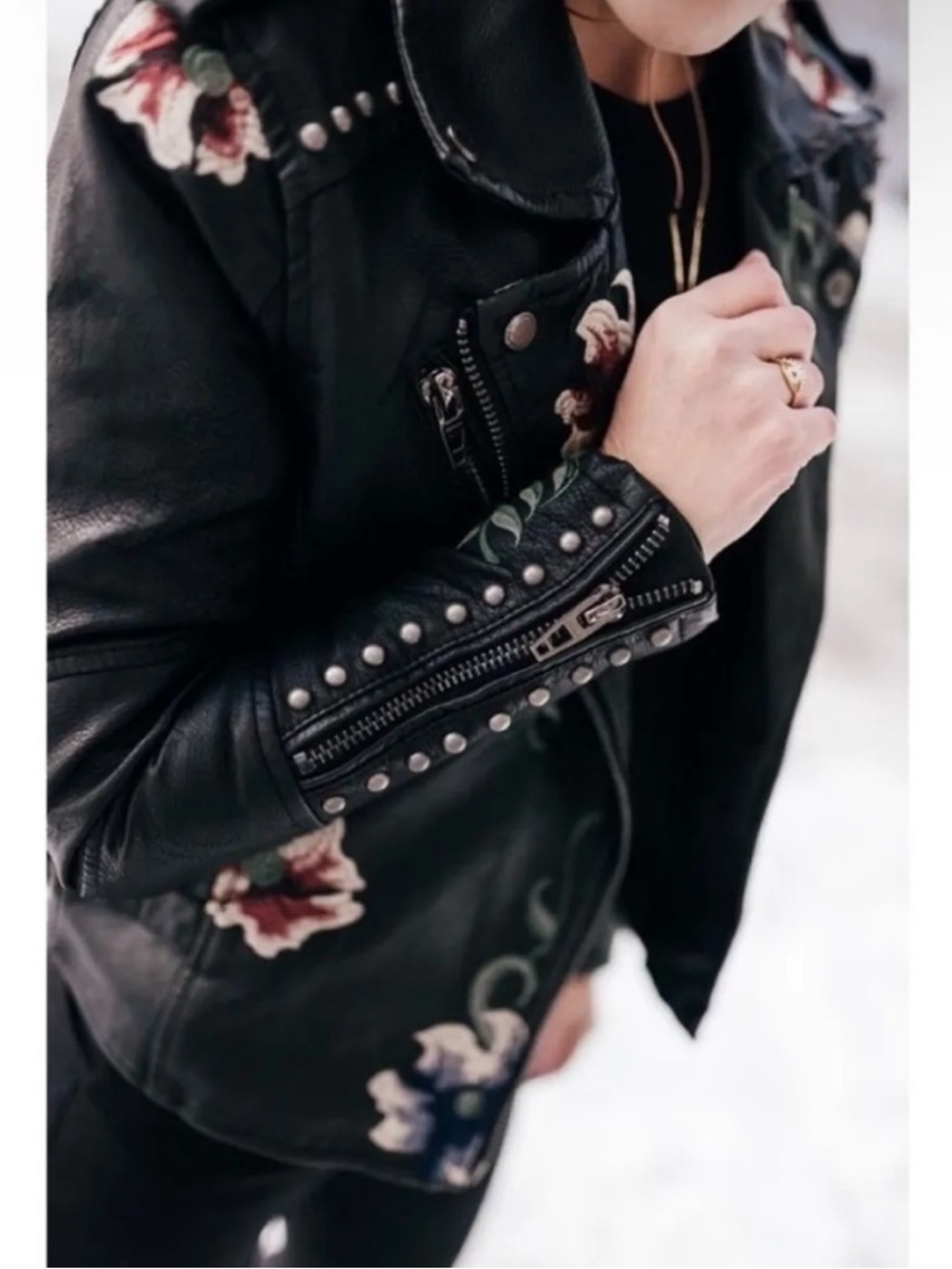 BLANK NYC faux Leather
Embroidered Floral Moto Jacket NWT - Picture 6 of 12